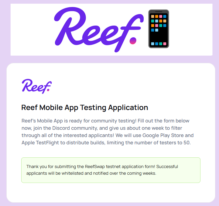 Just applied as iOS #ReefChainWallet beta tester!

#ReefChain  #iOS 
#Reef <a href="/Reef_Chain/">🐠 Reef</a> <a href="/DerekSilva/">Derek E. Silva</a> <a href="/NodeReef/">GIGASTAKE Blockchain Validator</a>