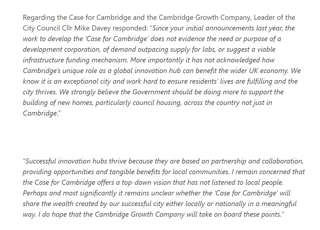 Cambridge Labour has responded to the latest developments in the Government's proposals for the Cambridgeshire area, including the 'Case for Cambridge' and a local Growth Company. Follow the link to read the statements in full 👉 cambridgelabour.org.uk/news/cambridge…