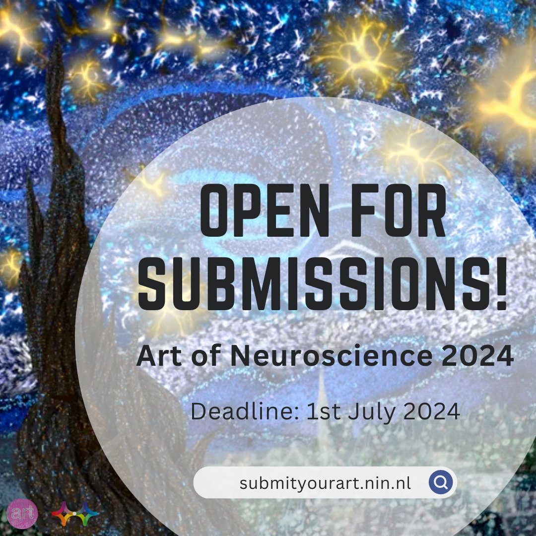 📣 The 2024 edition of the #ArtofNeuroscience competition is now open for submissions! We are looking for striking artworks related to the field of neuroscience, in its broadest sense. 🏆 Have a chance at winning prizes of 1000€ or 250€ 👉🏾submityourart.nin.nl