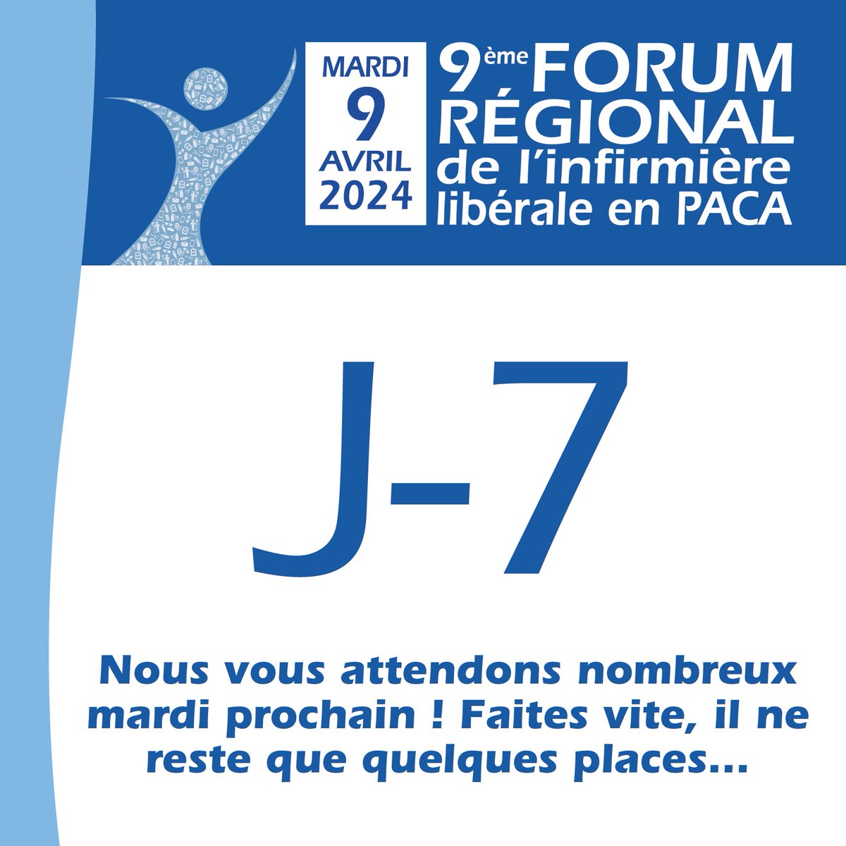 ⏰ J-7 avant le 9ème Forum régional de l'infirmière libérale en PACA 🤩 ✅ Retrouvons-nous ce 9 avril au Parc Chanot de Marseille et inscrivez-vous si cela n'est pas encore fait : forum-infirmiere-paca.fr/inscription/