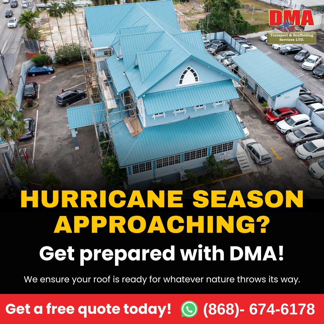 Don't let a leaky roof rain on your parade! ☔ DMA's thorough repair and maintenance services ensure your home stays safe and dry. 🏠

#RoofRepair #HomeMaintenance #DryAndSafe 
.
Call us today! 📞 (868)-674-6178
Visit - dmascaffolding.com