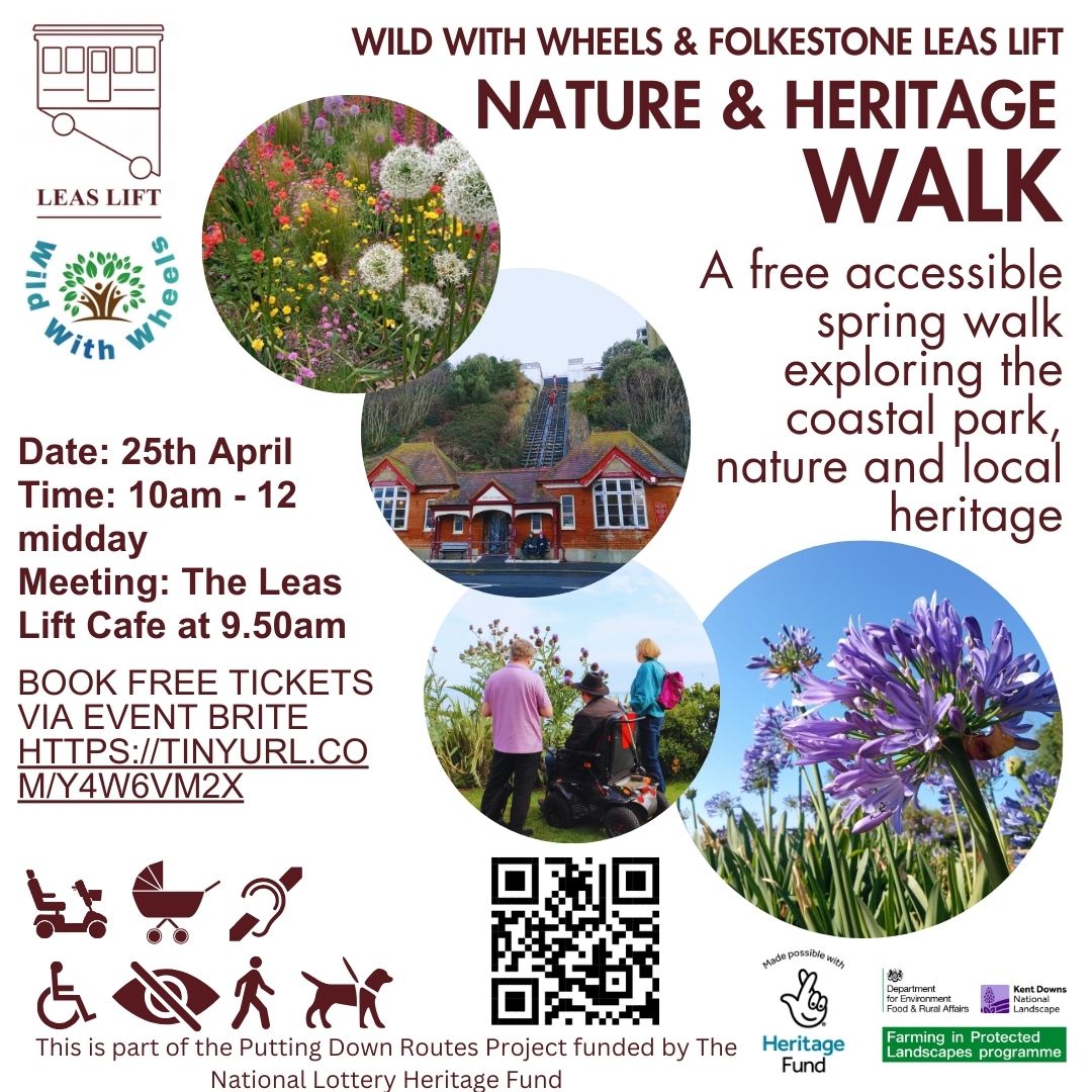 We're holding a free, accessible nature and heritage walk in partnership with @wildwithwheels this month. 📅 Thursday, 25 April ⏲️ 9.50am for a 10am start – the walk will finish at 12pm 📌 Meet at The Leas Lift Cafe Please book a free place at eventbrite.com/e/nature-herit…