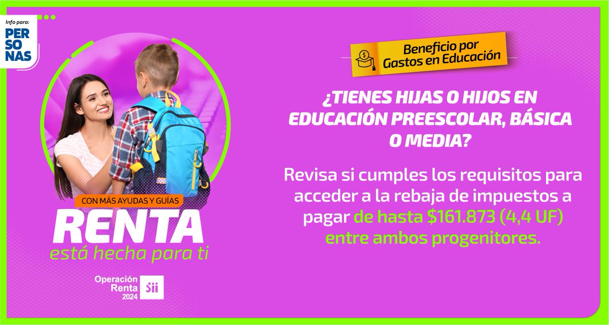 SII_Chile's tweet image. [BENEFICIO POR GASTOS EN EDUCACIÓN]: Considera que si quieres optar a este beneficio, la suma de la renta de ambos progenitores no puede ser superior a $29.137.173. Conoce más detalles en: sii.cl/destacados/ren…