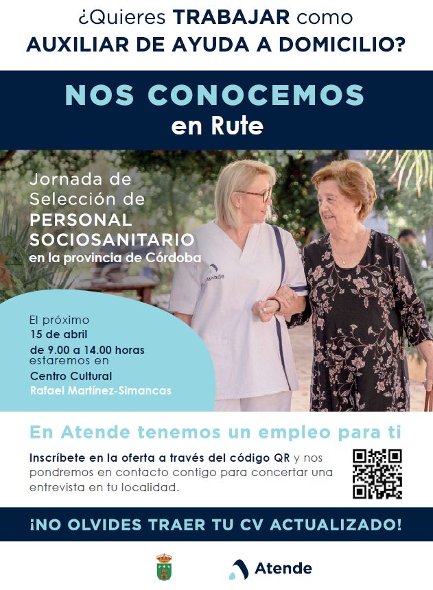 💡💡Buscas empleo en tu propio municipio?? Te gusta el cuidado de personas mayores?? 🫂

Podrás realizar entrevista de trabajo y Conocernos en los siguientes municipios!! 🤝

!Apúntatelo en el imán del frigorífico o en la agenda del móvil¡ No te lo pierdas!