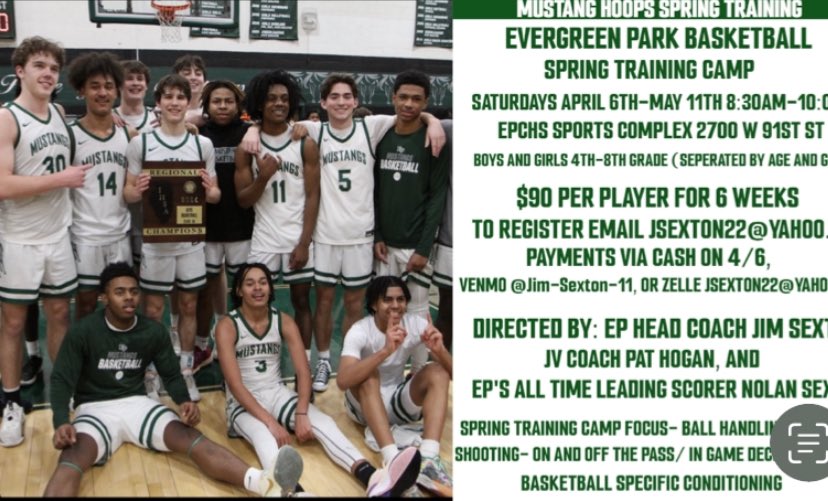Upcoming Hoops programs for players of all ages! To register for Lil Mustangs register at eprec.recdesk.com/Community/Prog… and for this Saturday’s Spring Training Email Coach Sexton at jsexton22@yahoo.com with your son/daughter name and grade level.