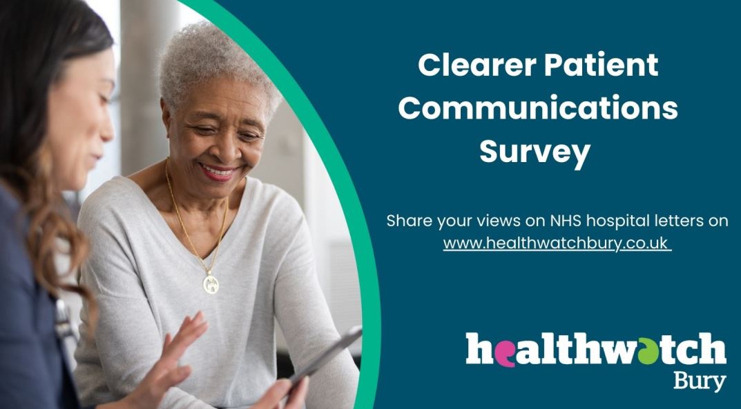 Have you had issues with #health appointment letters? Please share your experience. With your support, we can identify how local health services in #Bury could improve their communications. smartsurvey.co.uk/s/XHDA77/