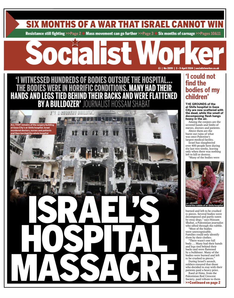 🇵🇸Rage after Israel’s hospital massacre The new Socialist Worker is out socialistworker.co.uk #FreePalestine