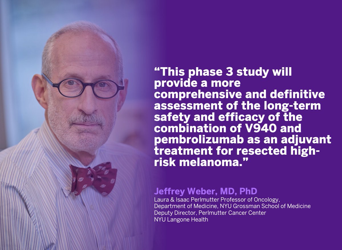 A recently launched phase 3 clinical trial is evaluating the efficacy of experimental mRNA vaccine v940 combined with pembrolizumab in the treatment of metastatic #melanoma. Learn more from lead investigator Dr. Jeffrey Weber: bit.ly/49hyhla