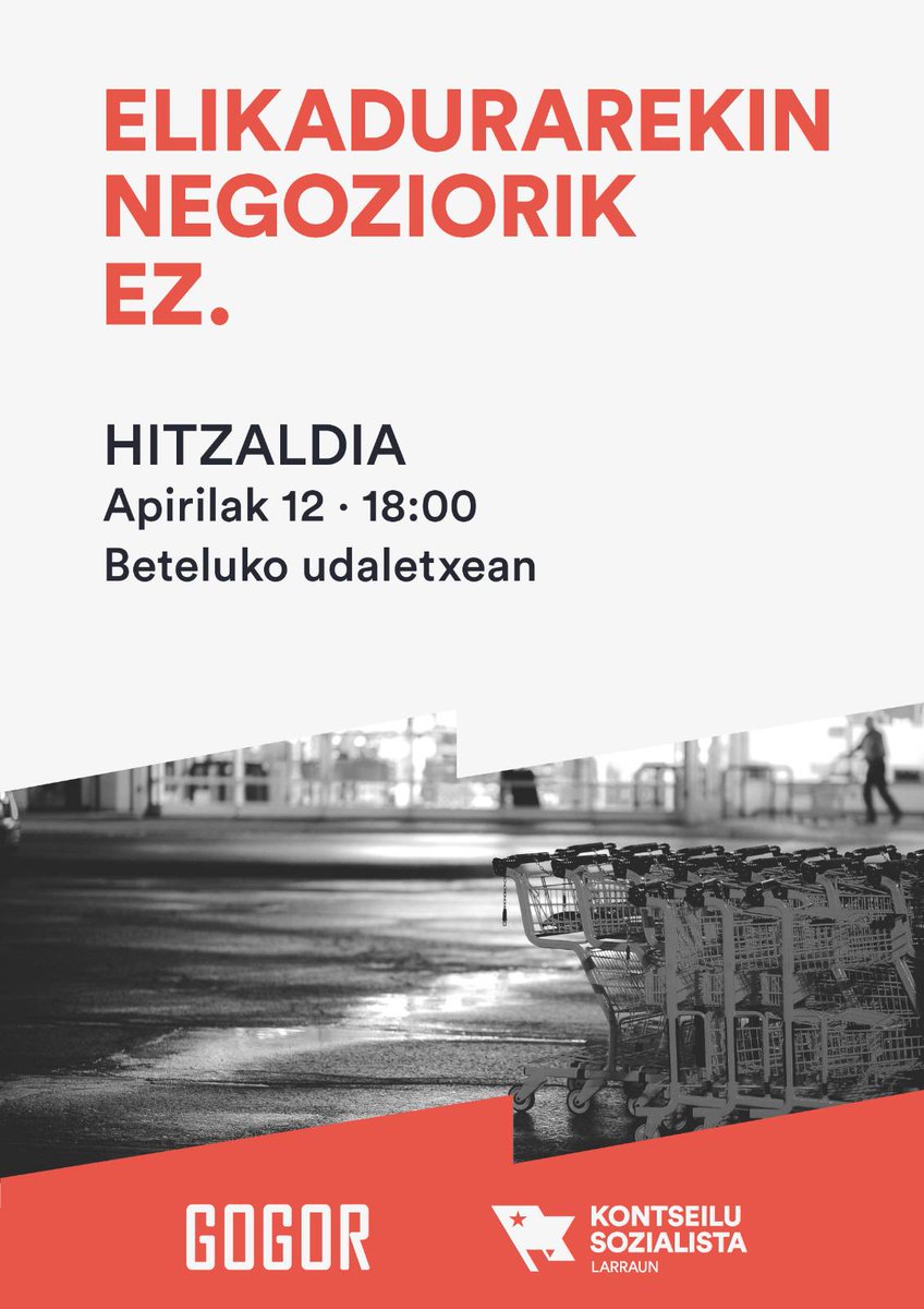 HITZALDIA
ELIKADURAREKIN NEGOZIORIK EZ.

*Habrá traducción.