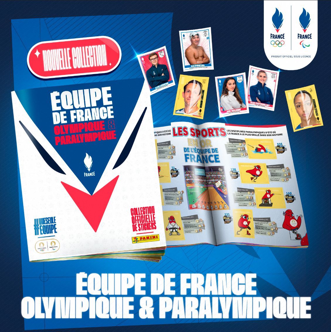 🇫🇷 La collection des vignettes est lancée ⚡️ À moins de 4 mois des Jeux de Paris 2024, découvrez l’album dédié à l’Equipe de France Olympique et Paralympique, édité par Panini ! 📍Disponible dès demain dans tous les points de vente de France 🙌