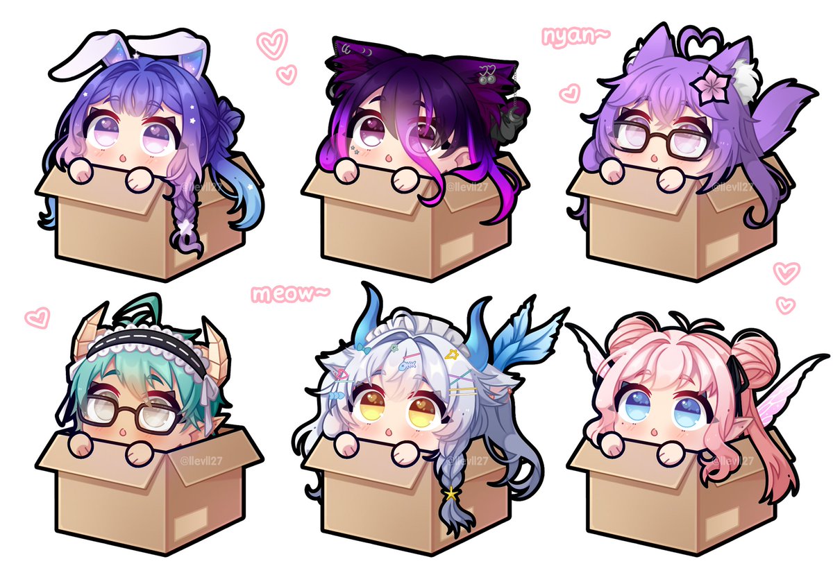 🌸 Now I'm ✧DELIVERYBOX✧ (⌒▽⌒) #NEWllevllYCH #YCH #twitch #ychcommission #emotes