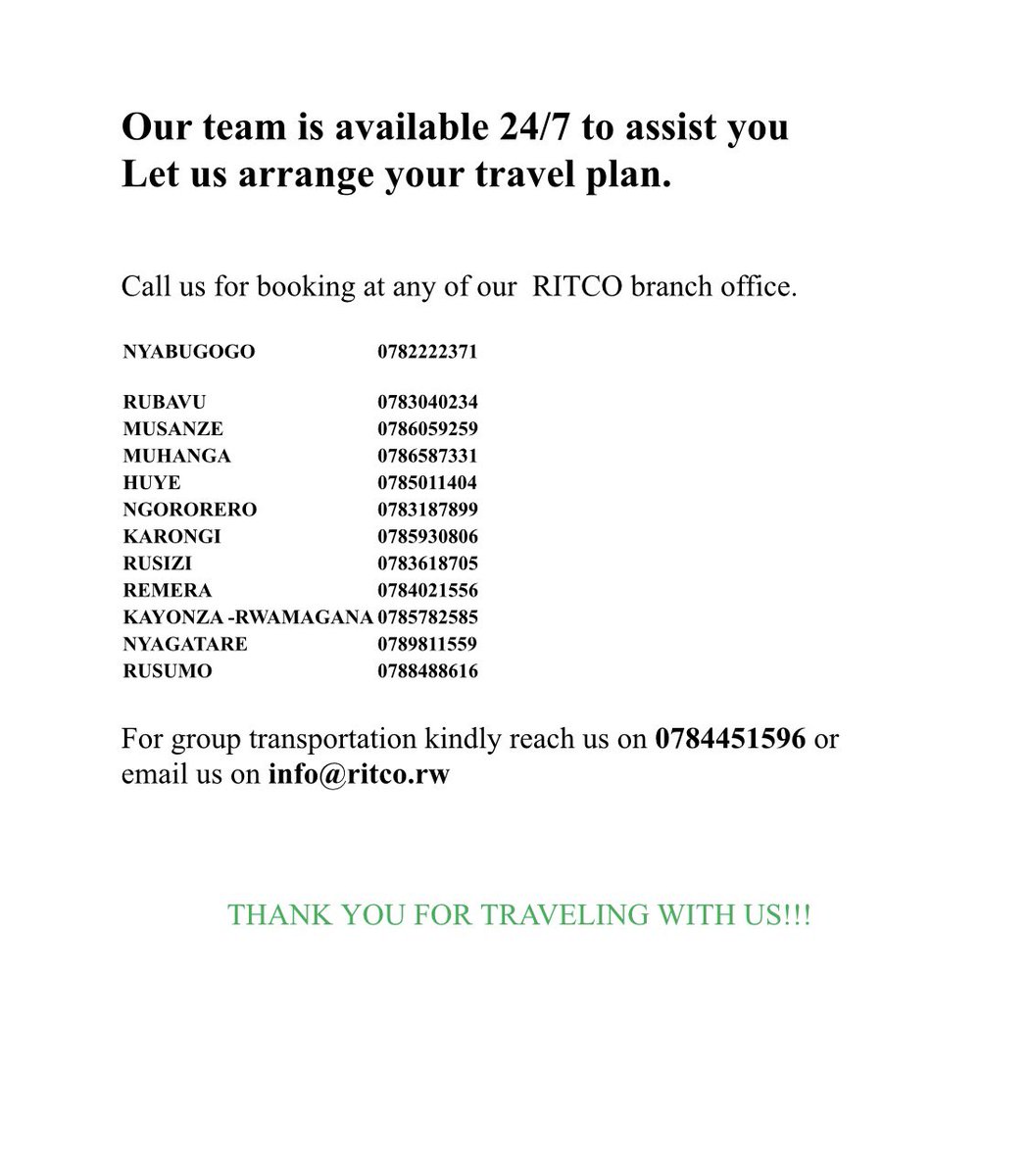 RitcoRwanda's tweet photo. We are committed to provide the best sufficient and quality intercity connectivity and increasing accessibility to developmental activities across the country.#book with us today and have a pleasant experience with our team.#Linkpeoplewithplaces https://t.co/n5e87uFKKQ