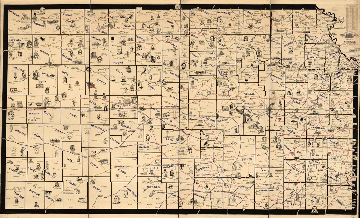 Our latest research guide features maps of Kansas! Explore cartographic resources for the Sunflower State in our collections and on our website. Check out the guide here: guides.loc.gov/cartographic-r…
