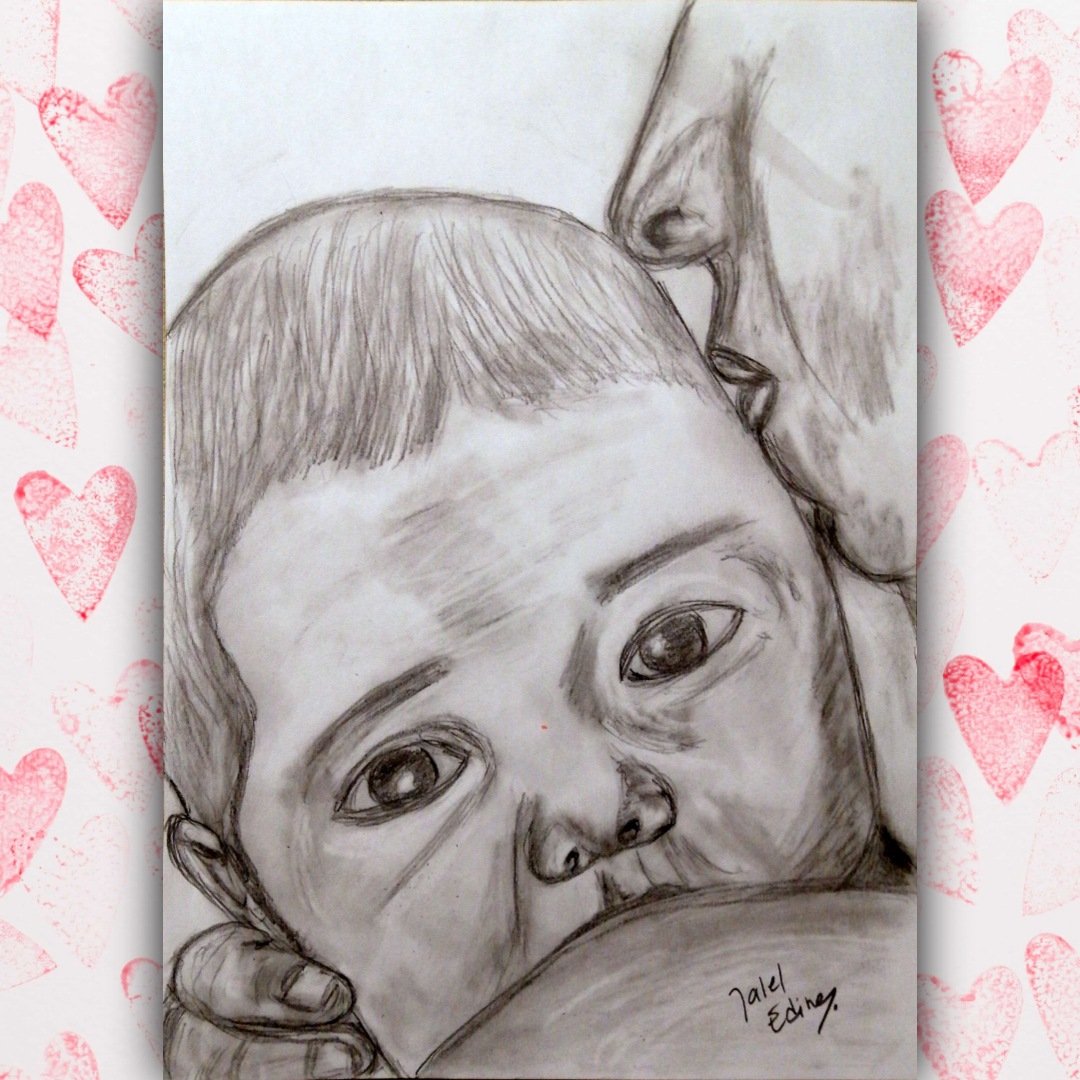 'Baby love ❤️❤️❤️' Pencil drawing by jaleledineart.
#art #dailyart #artwork #jaleledineart #drawing #pencildrawing #baby #babylovers #parentslove