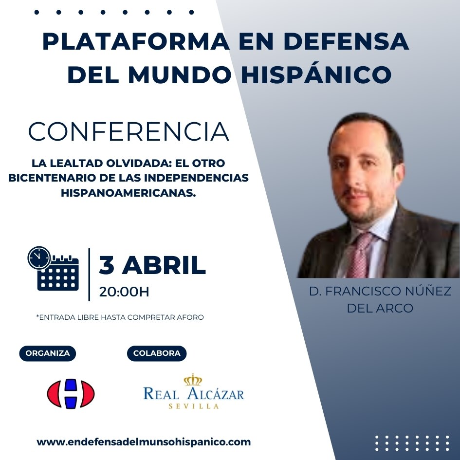 Mañana Conferencia "La lealtad olvidada: El otro bicentenario de las independencias hispanoamericanas" por <a href="/SimpliciterPaco/">Francisco Núñez del Arco Proaño</a>

📅 Miércoles 3 de abril a las 20:00h

📍 Salón del Almirante, del Real Alcázar de Sevilla.

¡Os esperamos!