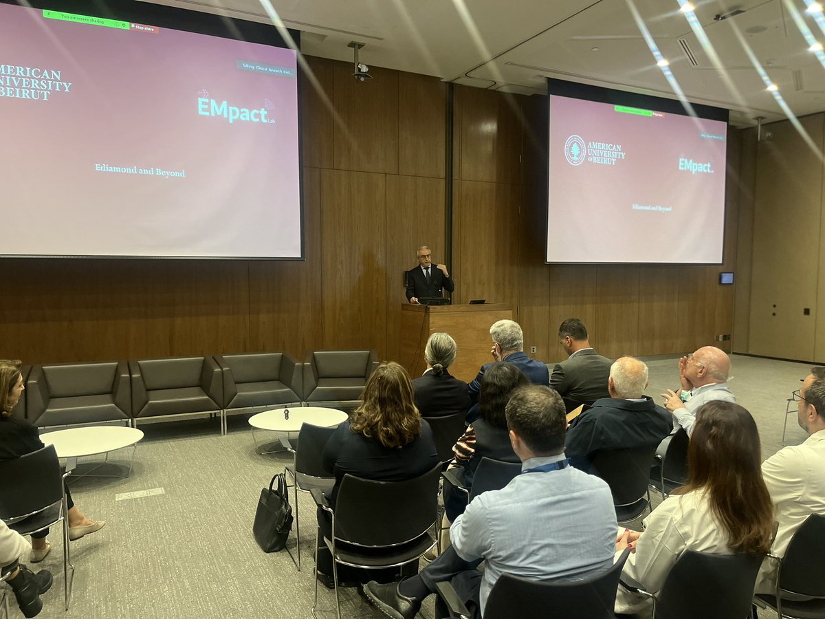 Dean Sawaya, Dean @alan_shihadeh, our associate Dean for clinical research Dr. @Elie__Akl and Dr. @martinebejjani introducing our event on “Research Collaboration Across Campus: FM-MSFEA projects” in the presence of Dr. @DrFadloKhuri @AUBMC_Official @AUB_Lebanon @AUB_FM