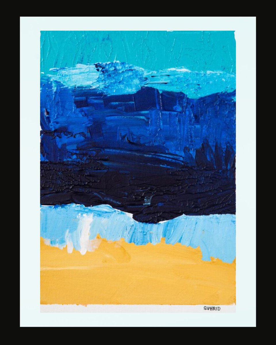 ShivAroor's tweet photo. My dear friend Rashmi Das's son Suhrid, who's on the autism spectrum, is an amazing painter. I requested him to make me a picture of a beach. 

Here it is 💙

#WorldAutismDay https://t.co/92SM9gnbvy