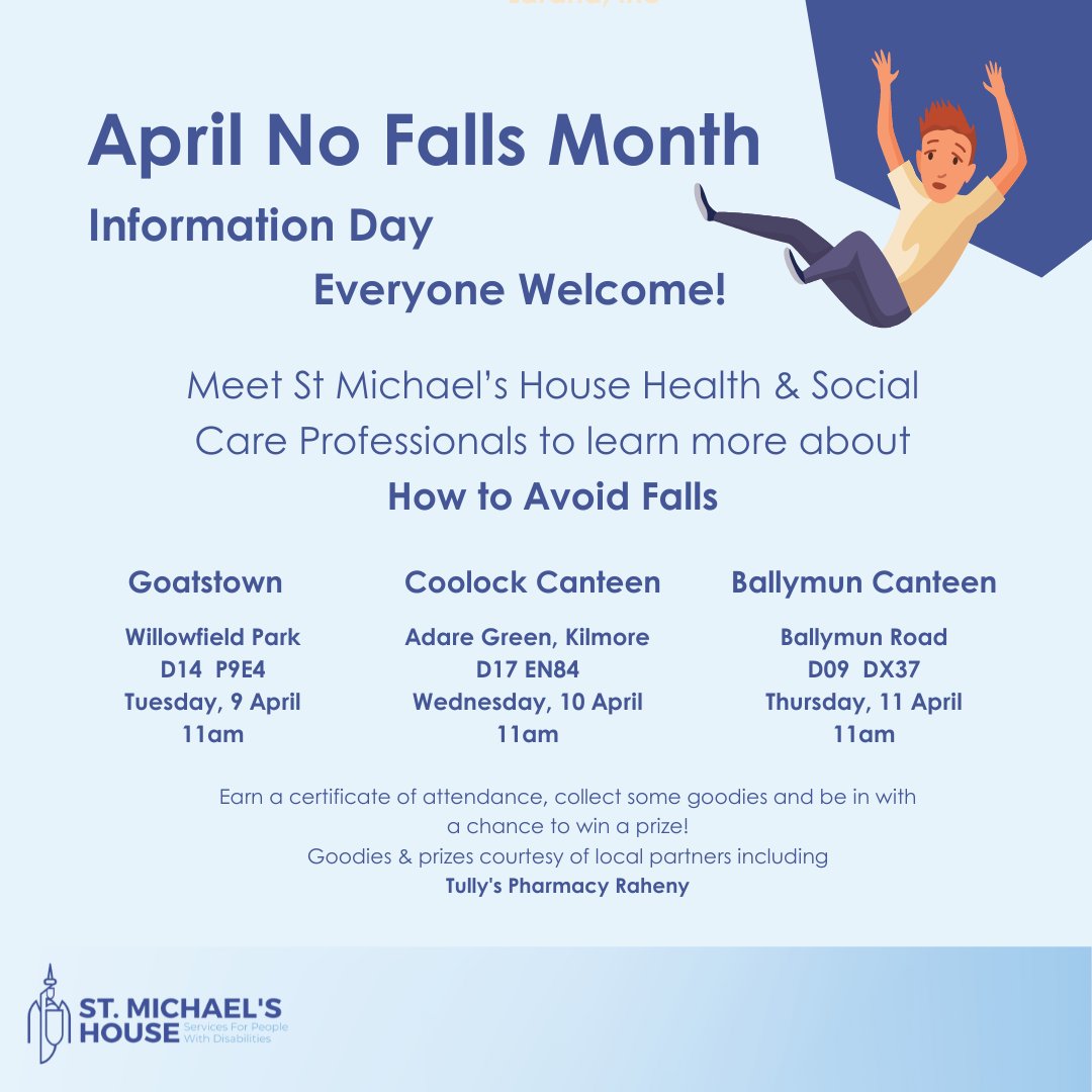 To mark ‘April No Falls Month 2024’, we are hosting a Clinician Information Roadshow for service users, staff and families. These roadshows will take place: Come and meet the team and find out more information on how to avoid trips and falls. #SMHGoals #AprilNoFallsMonth2024