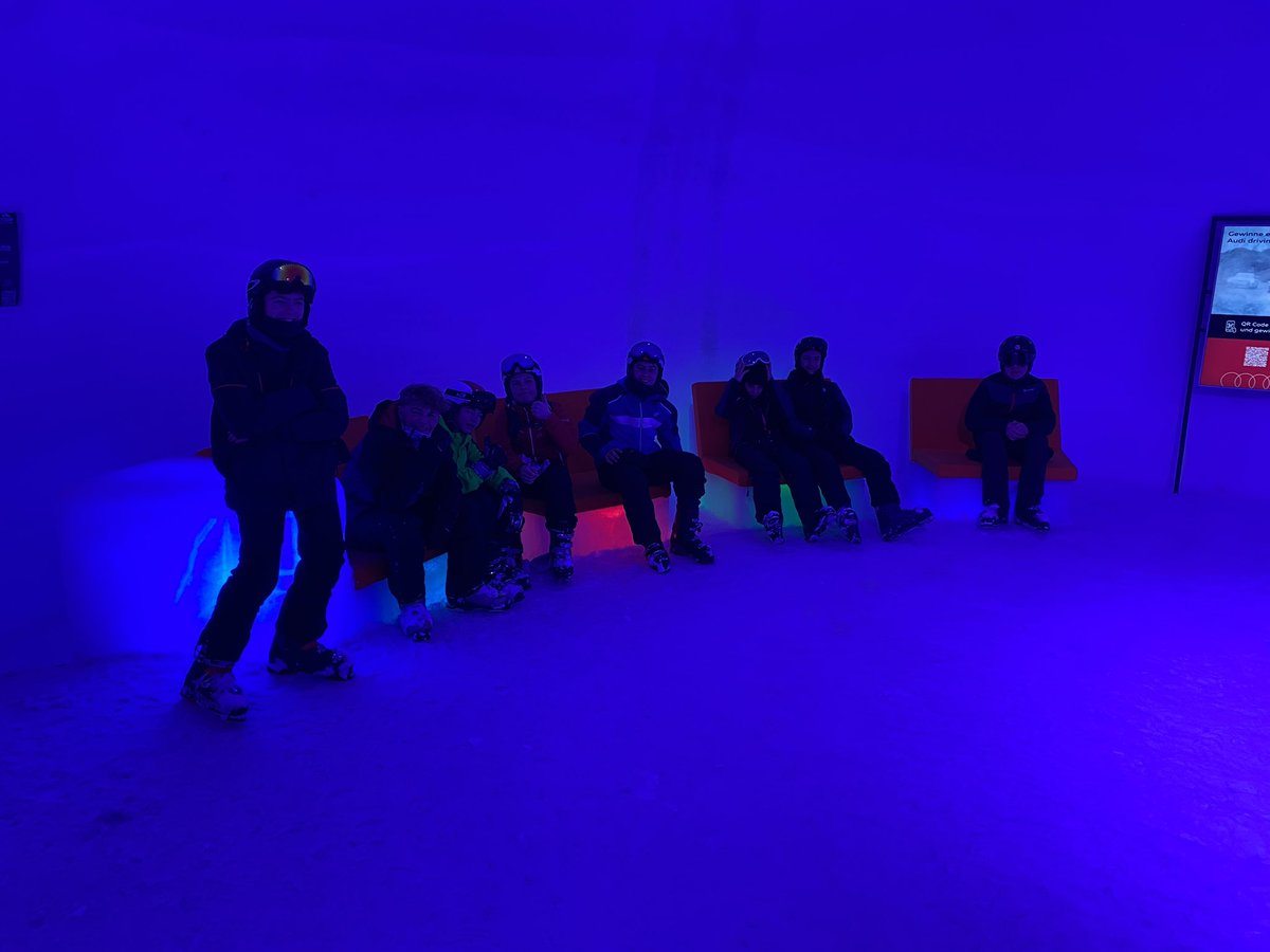 Therfield Ski Austria 2024 Taking some time out from the wind in an igloo ⛷️