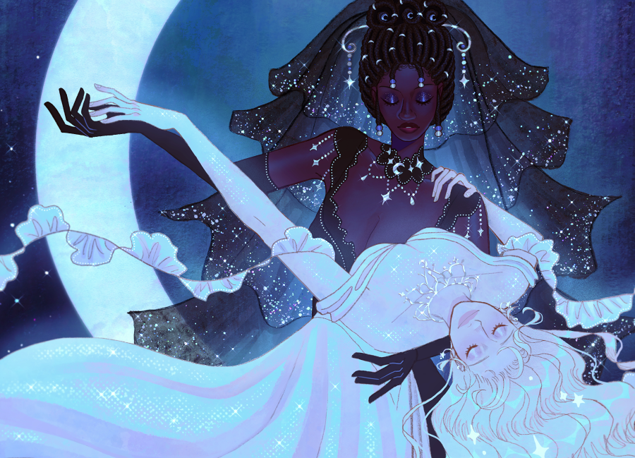 my cover for this month's issue of <a href="/BafflingMag/">Baffling Magazine</a> 🌙
based on the short story "Moon Bearer" by Celia Daniels that is featured in this issue!
(character designs by me💙)
x.com/BafflingMag/st…