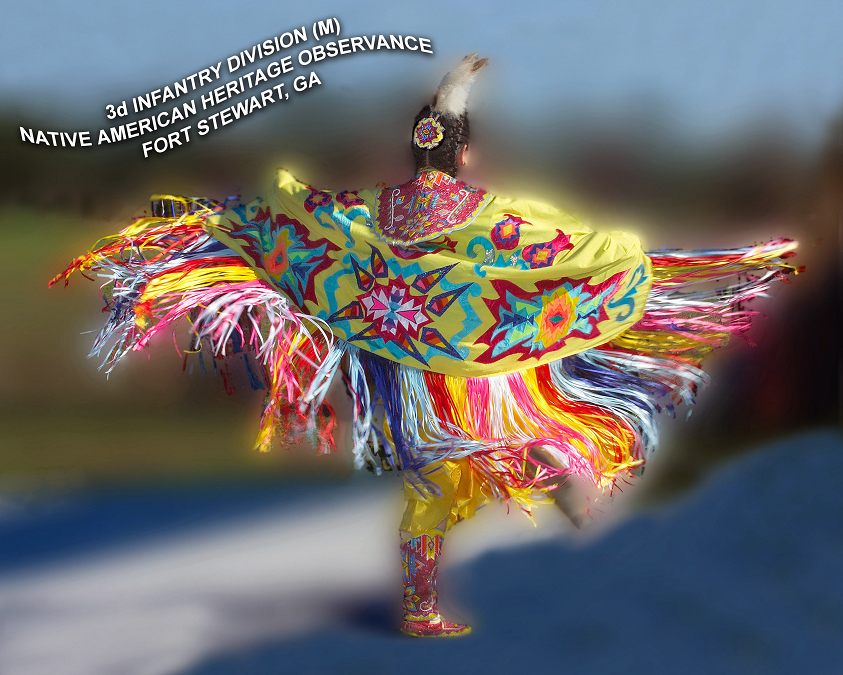 Artwork: A poster depicting a Native American Dancer from the Cheyenne Dance Troupe from Oklahoma, displayed during the observance of Native American Heritage Month, by the US Army (USA) 3RD Infantry Division (Mechanized), at Fort Stewart, Georgia (GA) catalog.archives.gov/id/6656443