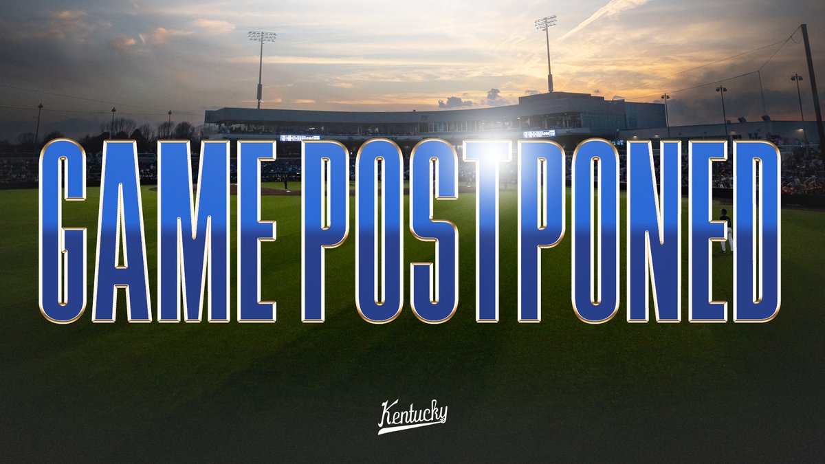 Kentucky Baseball (@ukbaseball) on Twitter photo 🚨𝐔𝐏𝐃𝐀𝐓𝐄🚨
Due to severe weather in and around Lexington, Tuesday's game vs. Louisville has been postponed to Wednesday at 6:30 p.m. ET, weather permitting.
Further details will be shared as they become available.
<a href="/LouisvilleBSB/">Louisville Baseball</a> 🚨𝐔𝐏𝐃𝐀𝐓𝐄🚨
Due to severe weather in and around Lexington, Tuesday's game vs. Louisville has been postponed to Wednesday at 6:30 p.m. ET, weather permitting.
Further details will be shared as they become available.
<a href="/LouisvilleBSB/">Louisville Baseball</a>