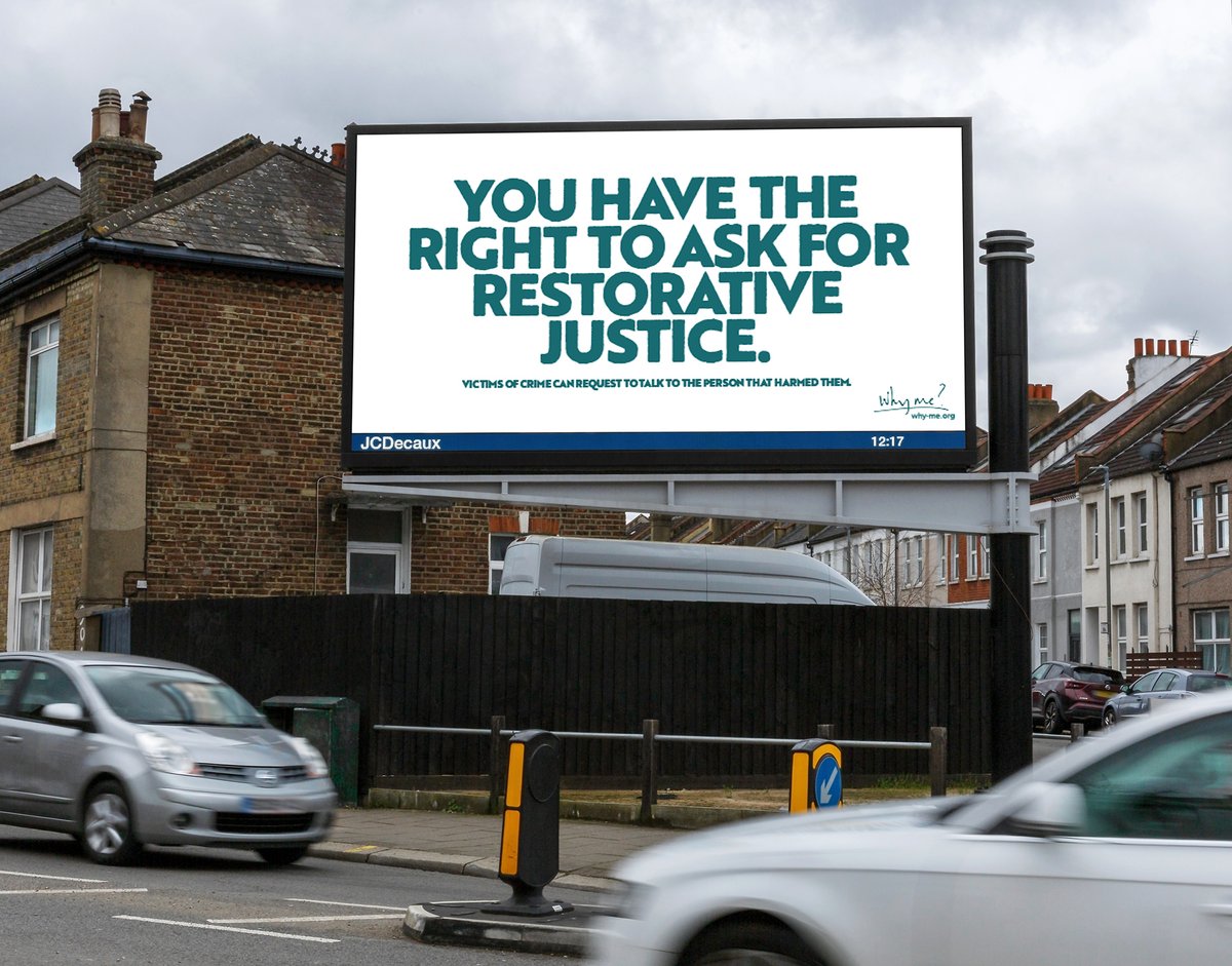 Exciting news! Our billboards are raising awareness about Restorative Justice in cities across the UK. ✨ Expressing the power of Restorative Justice to facilitate dialogue & healing, the campaign encourages new audiences to consider if the process is right for them.