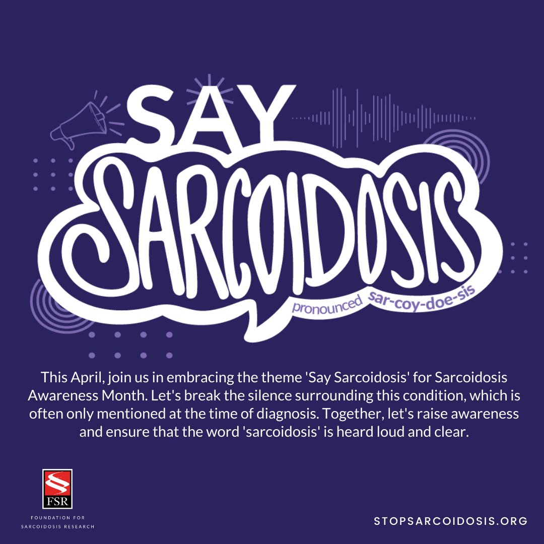 Knowledge is power! Throughout April, we'll be sharing facts and information about sarcoidosis to help raise awareness and support those living with this condition. #SaySarcoidosis #StopSarcoidosis #PostinPurple #SarcoidosisAwareness #KnowSarcoidosis