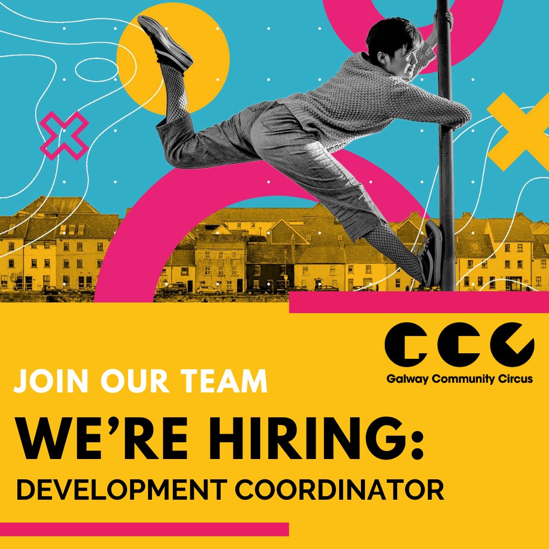 Last week to apply for the Development Coordinator role! Deadline 8th April. This new full-time role has been created as part of the Fundraising Fellowship Ireland programme by @businesstoarts in partnership with @DeptCultureIRL. Details: galwaycommunitycircus.com/news/were-hiri… #jobfairy