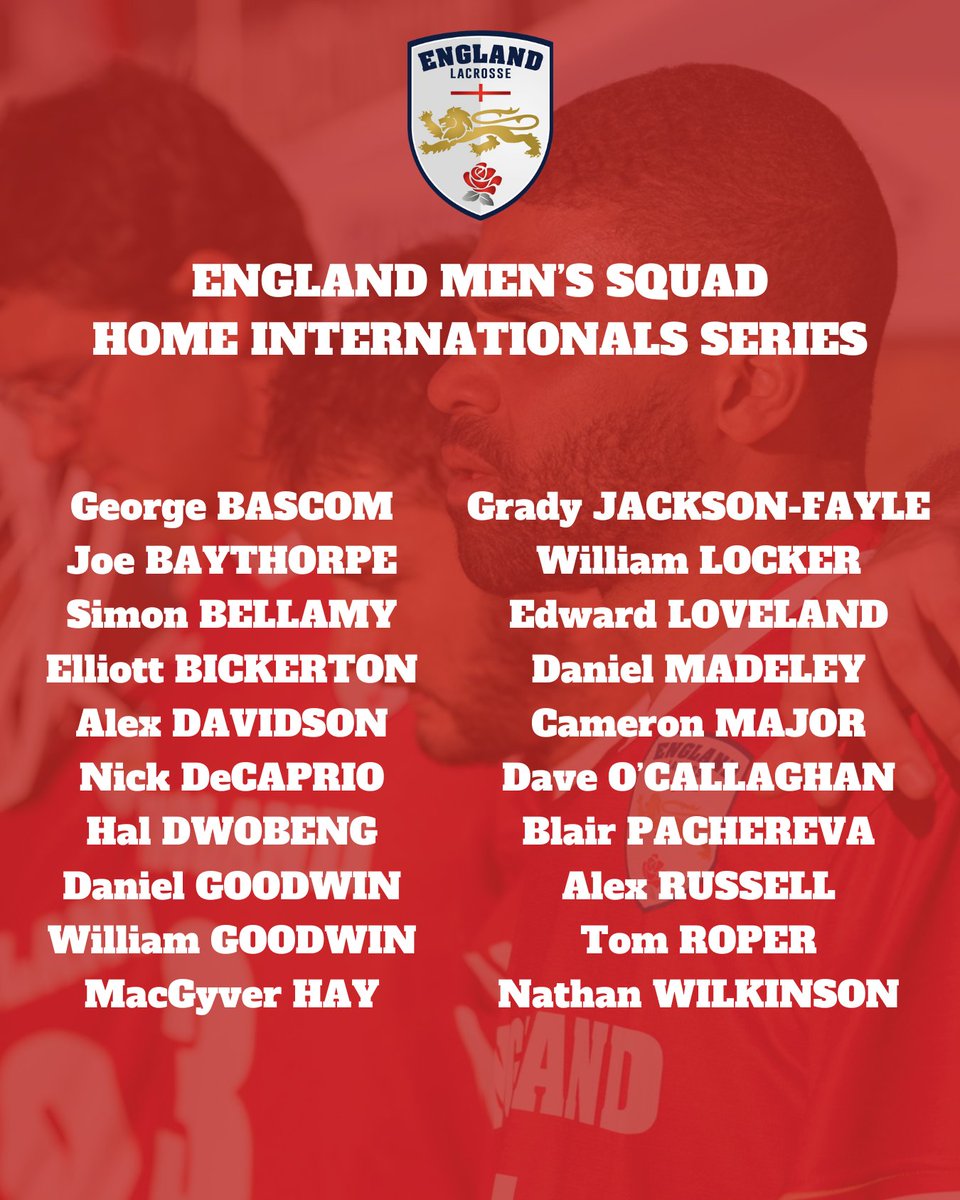 🏴󠁧󠁢󠁥󠁮󠁧󠁿 SQUAD ANNOUNCEMENT 🏴󠁧󠁢󠁥󠁮󠁧󠁿 The announcements just keep on coming with your England senior men's squad for the 2024 Home Internationals Series! It'll be the team’s first competitive fixtures since they finished sixth at last year’s 2023 World Lacrosse Men’s Championship.