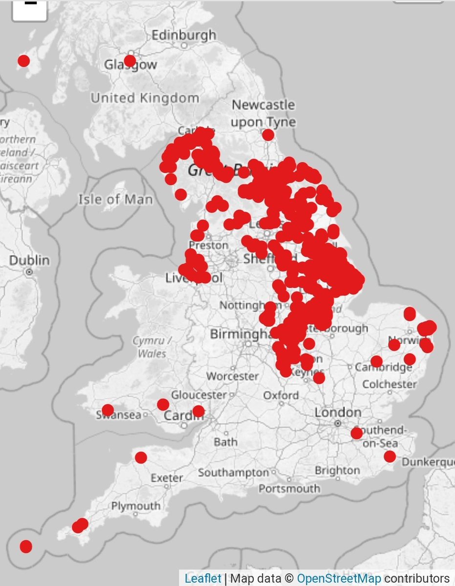 Wow this is incredible! 

Just did a search for place names ending in "by" - hello Viking Danelaw!

Thank goodness finally a use for geography.
#historyteacher #geographyteacher