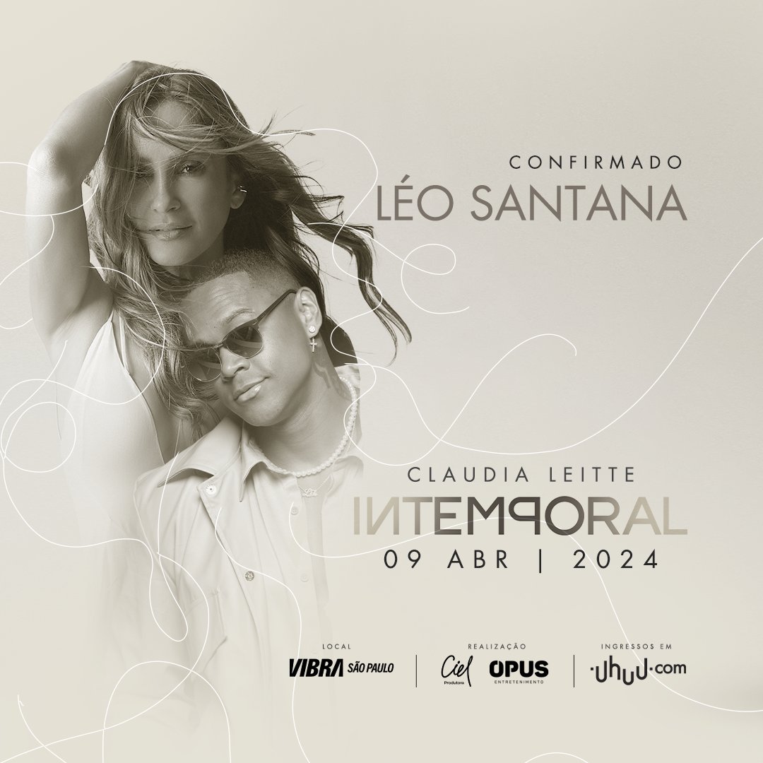 Léo Santana está confirmado como participação especial na gravação audiovisual de Claudia Leitte, dia 9 de abril, na Vibra São Paulo! Últimos Ingressos: uhuu.com/evento/sp/sao-…