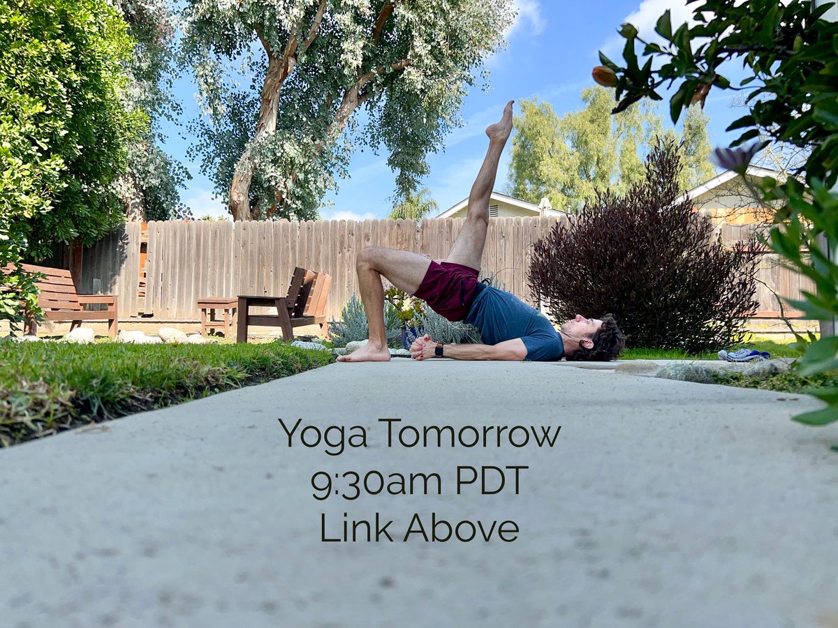 Leg up if you are coming to Yoga tomorrow. 9:30am PDT 🔺 eventbrite.com/e/trevors-zoom… 🔺 #streamingyoga #onlineyoga #yogateacher #yogaclass #donationyoga #mixedlevelyoga #bridgepose #setubandhasana
