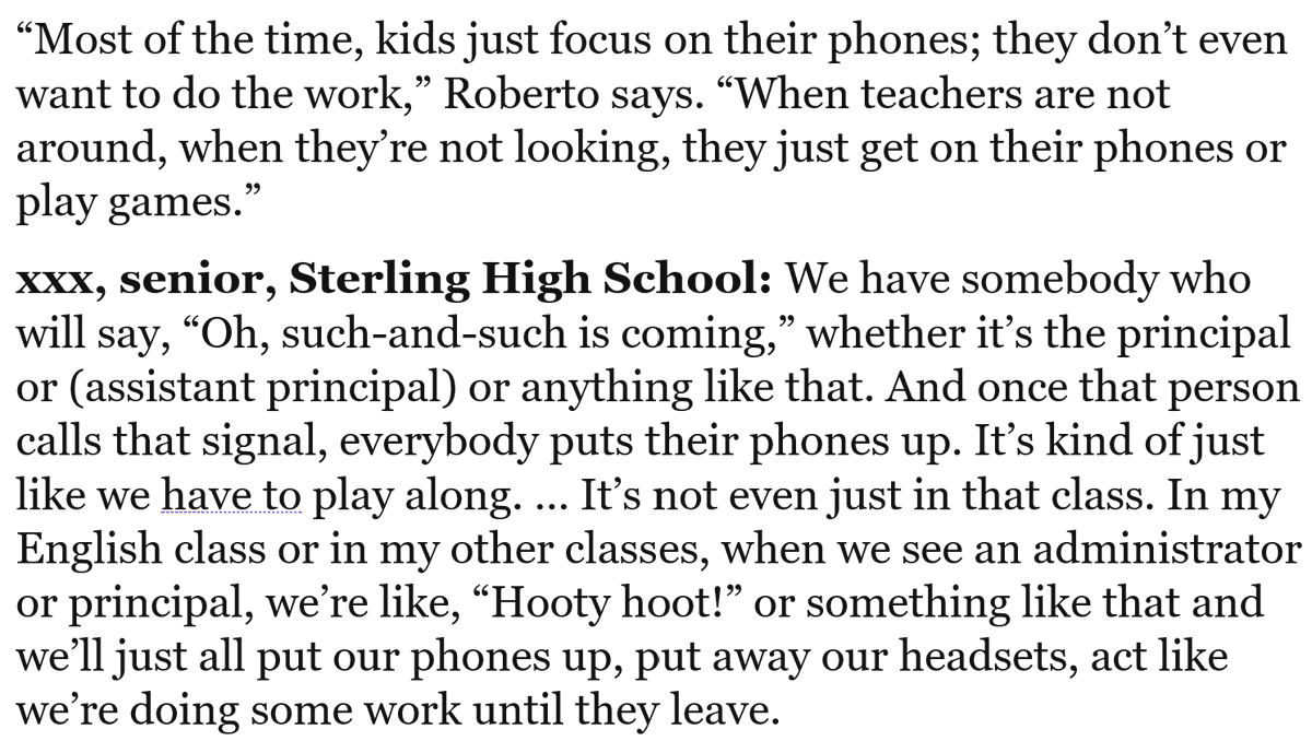 These interviews with high school students are an argument in favor of <a href="/JonHaidt/">Jonathan Haidt</a>'s call to ban cell phones in schools.
via <a href="/Hou_Landing/">Houston Landing</a>