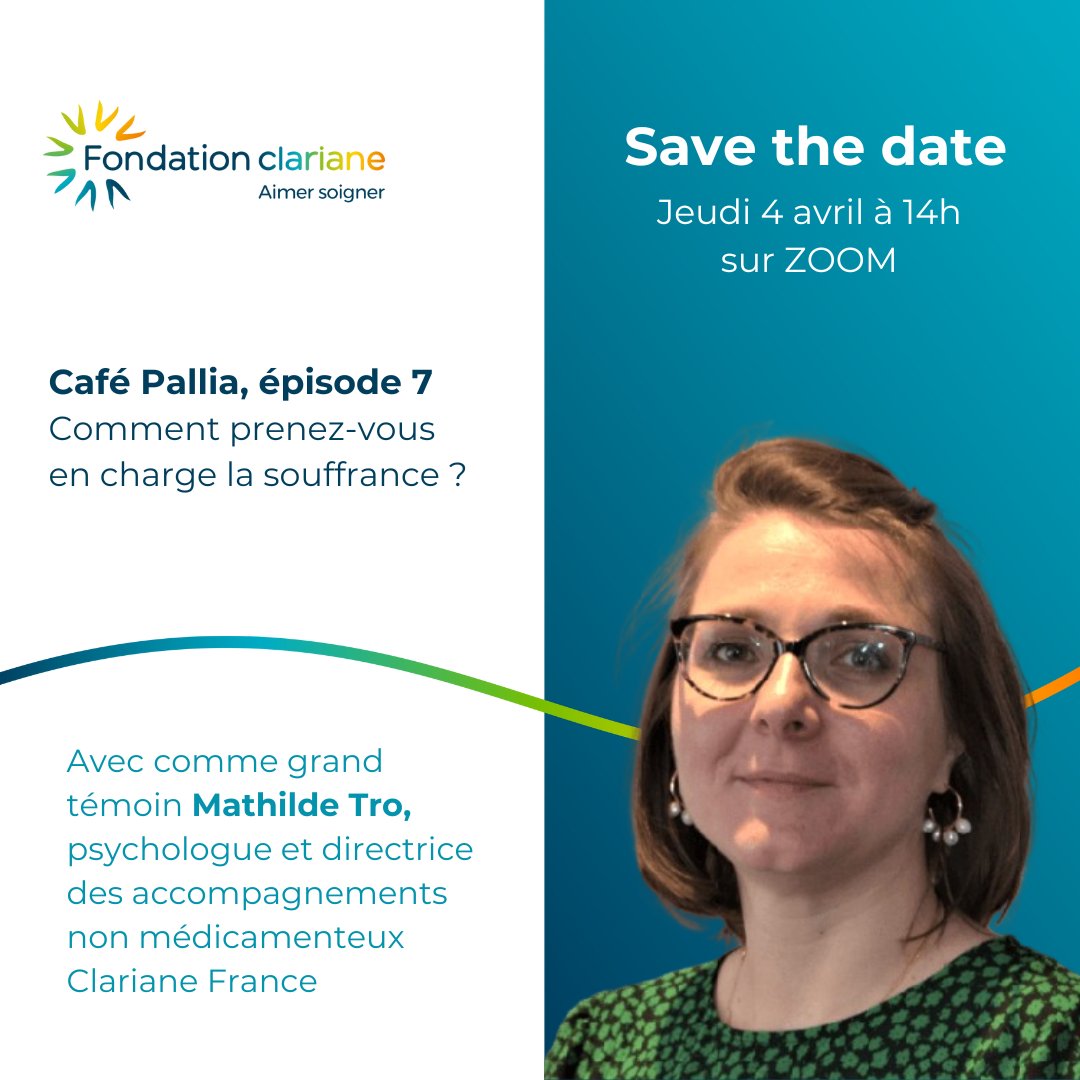 Soutenons les soignants régulièrement confrontés à la mort ! 🙌 📅 RDV sur ZOOM le 𝗷𝗲𝘂𝗱𝗶 𝟰 𝗮𝘃𝗿𝗶𝗹 de 14h à 14h30 pour le 7ème épisode #CaféPallia consacré à la prise en charge de la souffrance. Pour vous inscrire, par ici ➡️ fondation.clariane.com/event/4cf89e64…