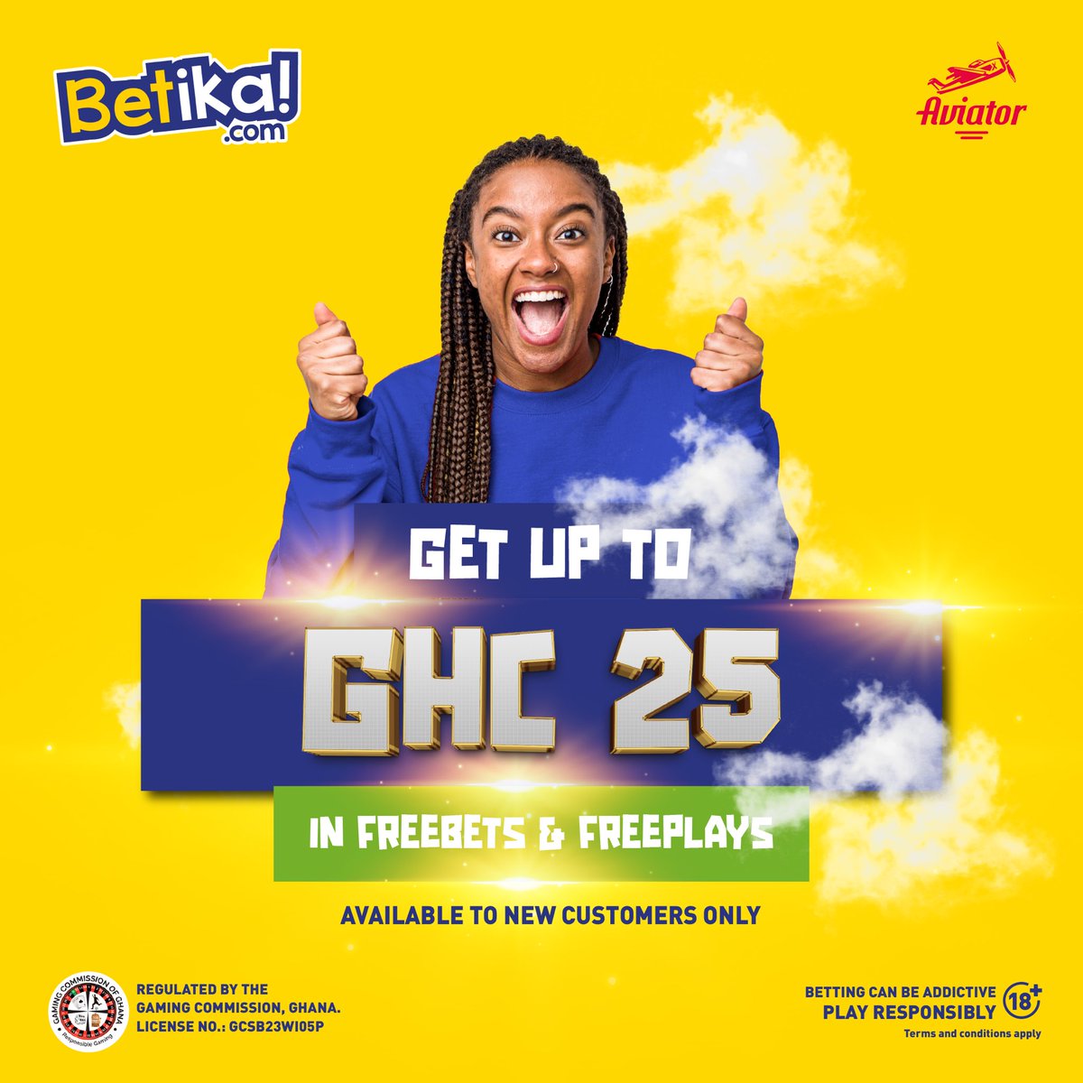Get up to GHC25 in Freebets and Freeplays as a new Aviator player on Betika. Start playing:
bit.ly/47QwPoZ
#Betikagh #FreeBets #Freeplays #NewCustomerOffer #PlayAndWin #RefernChop