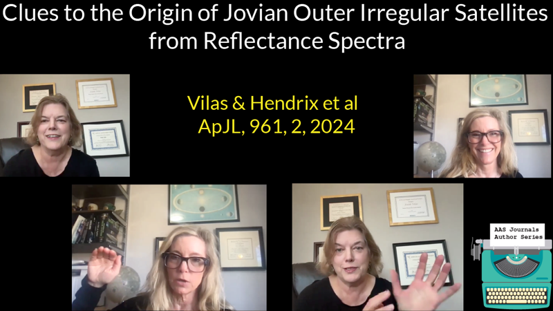 🆕📽️ Faith Vilas (@mmtobservatory, @planetarysci) & Amanda Hendrix (@planetarysci) chat about Jovian satellites: youtube.com/watch?v=ONTuSH… The goal of the AAS Journals Author Series is to connect authors w/their article, their human story & the larger #astronomy community.