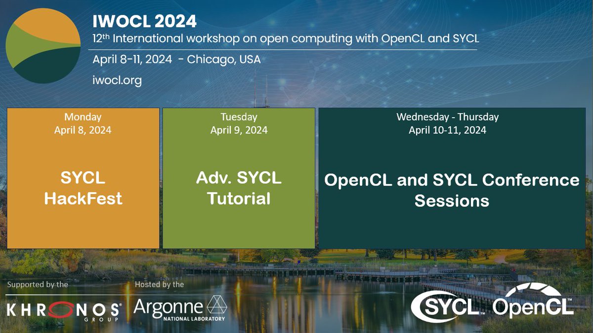 It's not long until @IWOCL! Our staff will be helping with the #SYCL HackFest, delivering presentations and displaying posters. Have a look through the program to find us, and we hope to see you there! iwocl.org/iwocl-2024/pro…
