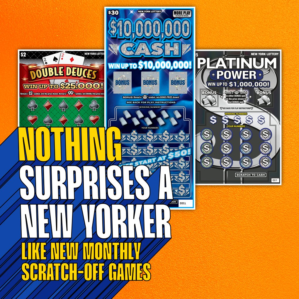 Nothing surprises a New Yorker… like new Scratch-Off Games. Play $10,000,000 CASH and other new games dropping every month! 🔟💸 #newyorklottery #pleaseplayresponsibly #MustBe18+