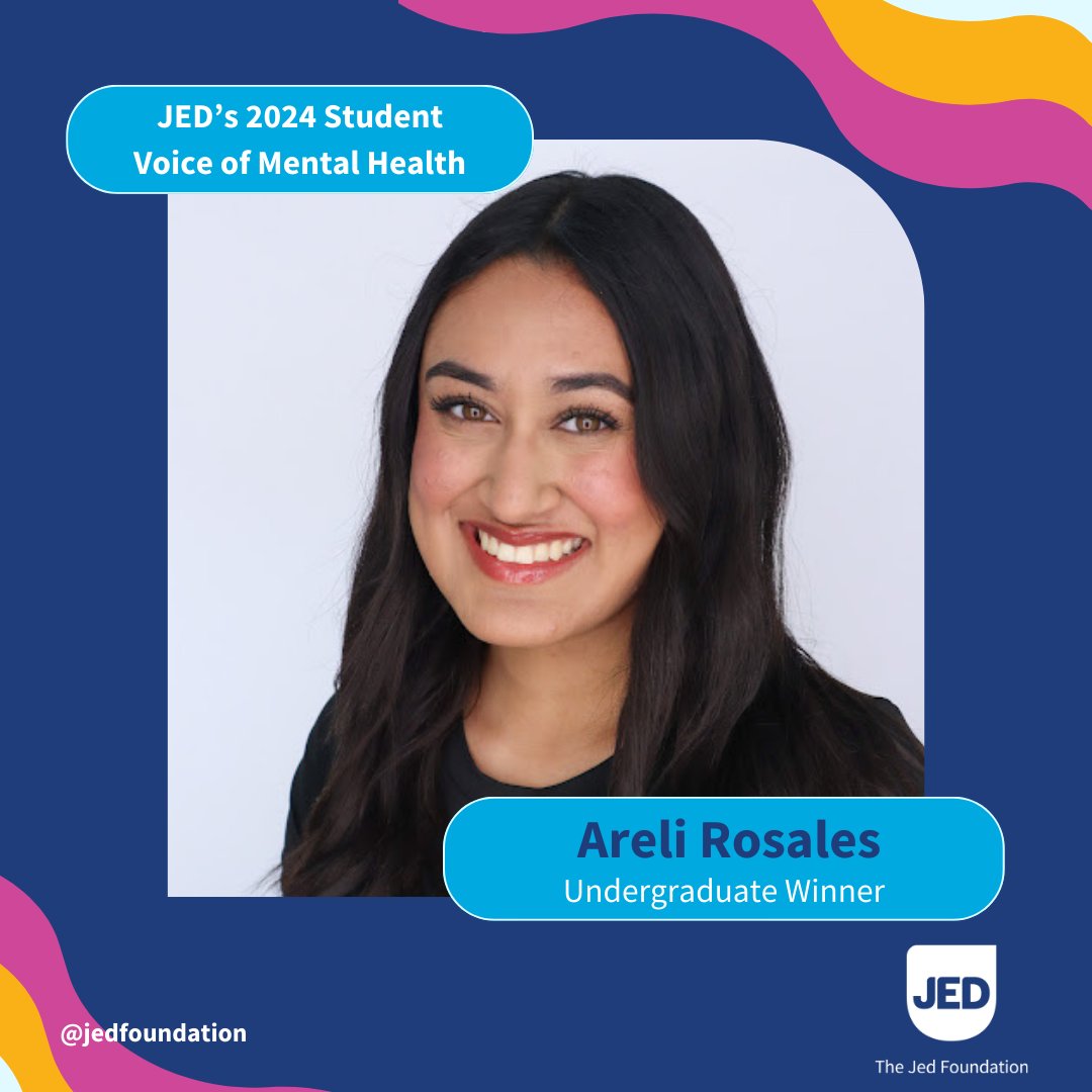 Meet Areli Rosales, a sophomore at the University of Texas at San Antonio, TX, & JED’s 2024 #StudentVoiceOfMentalHealthAward winner. Areli is passionate about promoting #MentalHealth education on campus. Learn more about Areli by reading her Q&A. bit.ly/43E74ry