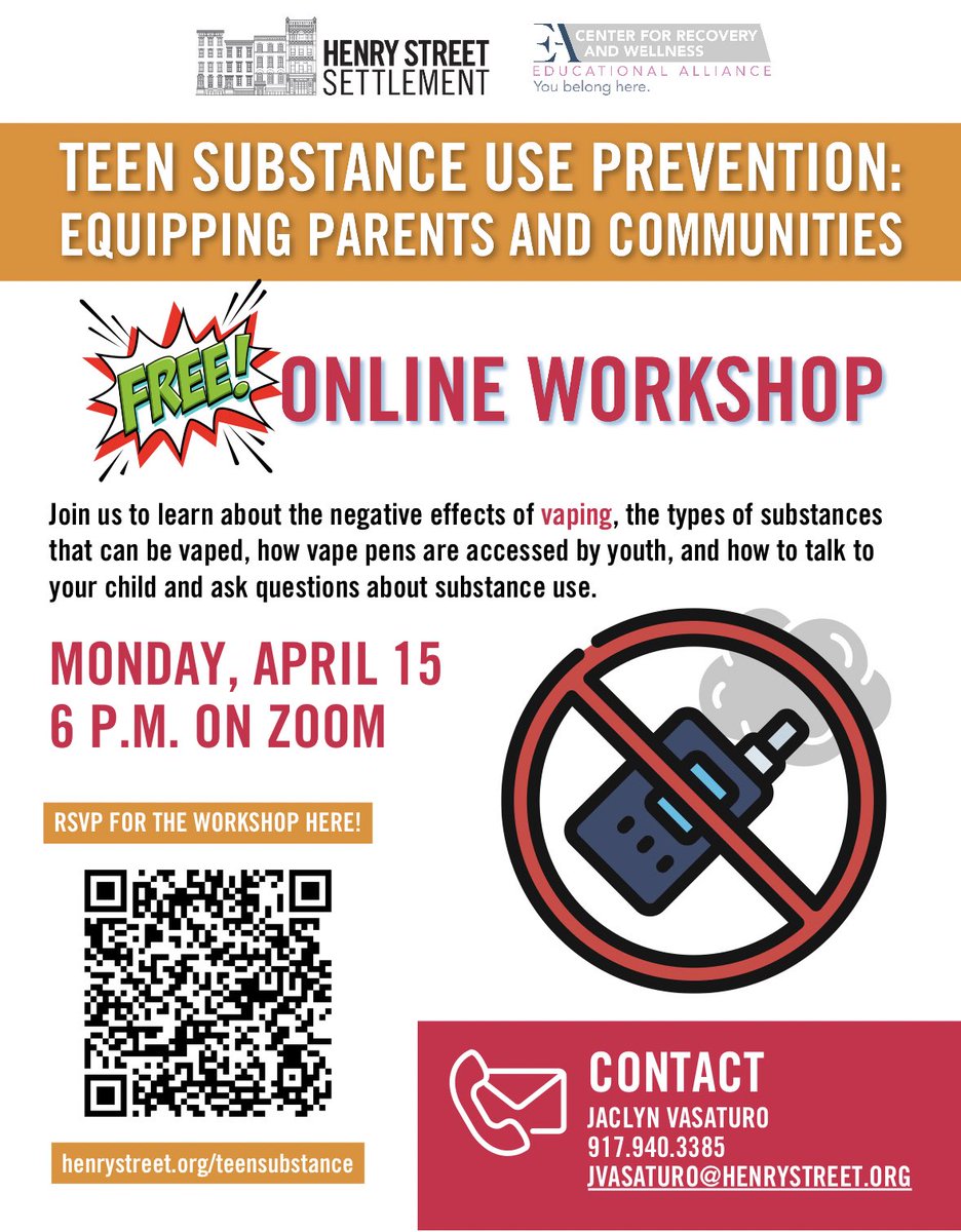 UNMS Rocks (@unmsrocks) on Twitter photo Attention UNMS Community! <a href="/henrystreet/">Henry Street Settlement</a> SBMHC is partnering with <a href="/EdAlliance/">Educational Alliance</a> for a workshop for parents, caregivers, and anyone who is interested in learning more about teen substance use prevention. It is 4/15/24 at 6pm via zoom. See below for more info. <a href="/District1NYC/">District 1 NYC</a> Attention UNMS Community! <a href="/henrystreet/">Henry Street Settlement</a> SBMHC is partnering with <a href="/EdAlliance/">Educational Alliance</a> for a workshop for parents, caregivers, and anyone who is interested in learning more about teen substance use prevention. It is 4/15/24 at 6pm via zoom. See below for more info. <a href="/District1NYC/">District 1 NYC</a>