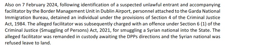 While our Main Media did report the case of a Syrian man being arrested at Dublin Airport on 24 Feb, it failed to report the case on 7 Feb of a 'facilitator' (people trafficker) being arrested trying to smuggle in a Syrian, the latter was put on the next flight out.
#ItCanBeDone
