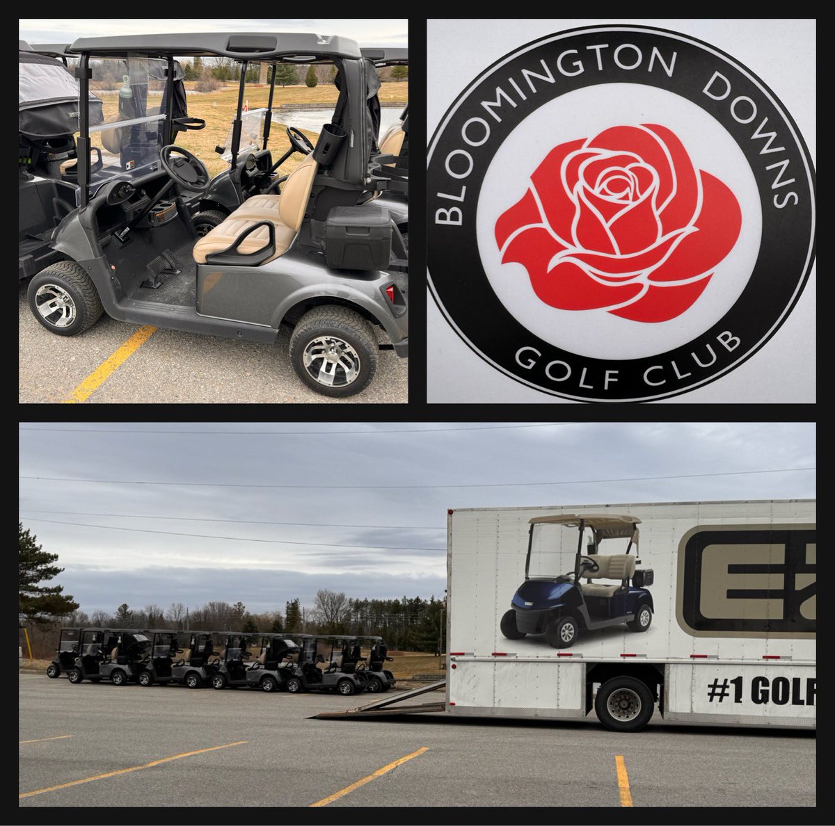 Trading in gas and going lithium! A “new to you” fleet of @EZGOvehicles RXV ELiTE being dropped today by @gc_duke to #Bloomingtondowns looking pretty fancy! Enjoy the new fleet guys and thank you!