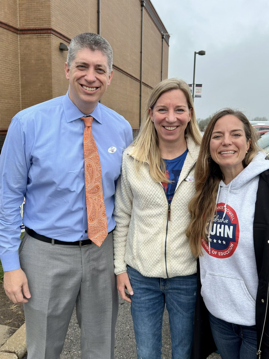 Amanda and I went to vote this morning — great to see school board candidate Adriana Kuhn working hard this morning! Vote for Adriana Kuhn and Sam Young for Francis Howell School District. #SaveOurSchools #letsgomo