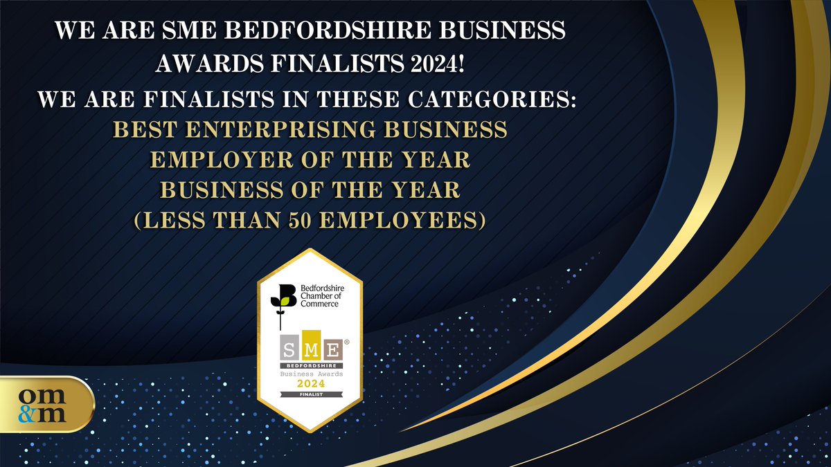 We're delighted to announce we are SME Bedfordshire Business Awards finalists in not only 1, but an amazing 3 categories: ✅Best Enterprising Business ✅Employer of the Year ✅Business of the Year (less than 50 employees) @eventsandprmk @BedsChamberInfo #smeawards