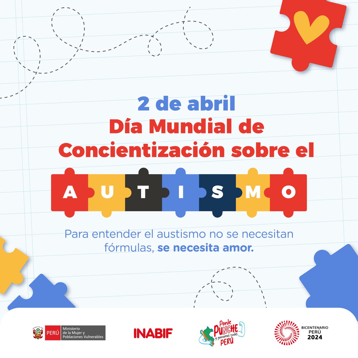 🩵 #02ABRIL | En el Día Mundial de Concientización sobre el Autismo, respetemos las diferencias y apoyemos la inclusión. Y, sobre todo, tengamos paciencia y compartamos amor.
#MásEmpatíaMenosEtiquetas. 🩵