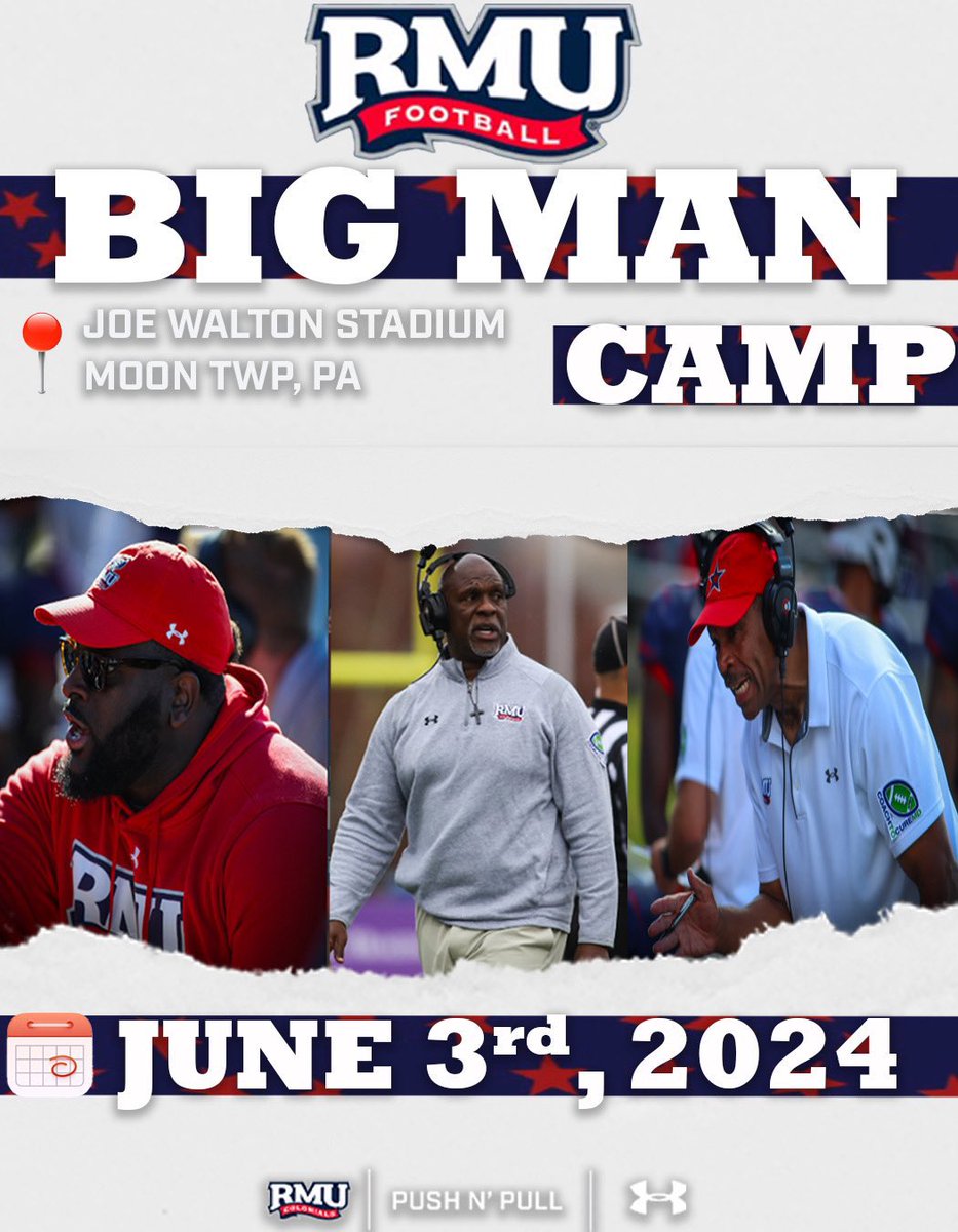 RMU Big Man Camp signed multiple guys from this camp!!! We need all the top Big Man that want to play high quality D1 football!!! Come join us !! If you not signed up you behind!! Let’s Get It! 💯🐶 ertmorrisfootballcamps.totalcamps.com/About%20Us