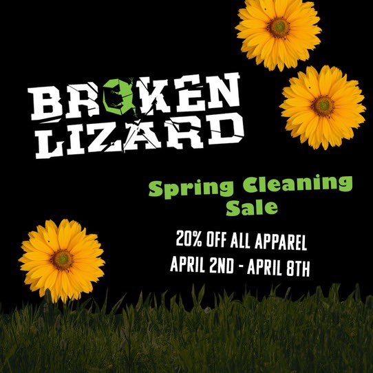 Spring cleaning sale! Broken Lizard merch is now on sale through April 8th. Click the link in bio to save while you can! #sale #brokenlizard #merch