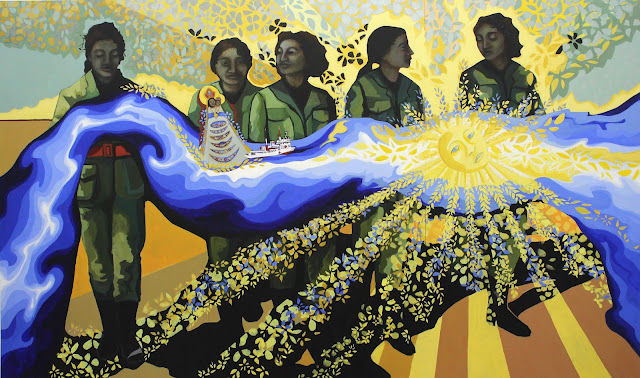 Rendimos homenaje a los caídos, las veteranas y los veteranos de la guerra de Malvinas y sus familiares.  Obra "Enfermeras de Malvinas" de Analía Romero, 2021, en la muestra “MALVINAS ES, PORQUE ESTÁ” del grupo América en Colores.  t.ly/96TXX #malvinas