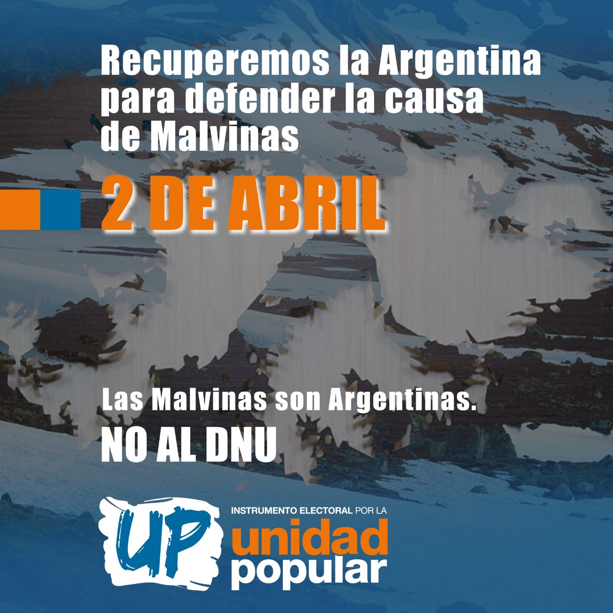 unidadpopularsf's tweet photo. Las Malvinas son argentinas 🇦🇷

2 de abril, nuestro mejor homenaje a los caídos y a los excombatientes, es la defensa de la soberanía nacional.

No a las políticas de entrega de nuestras tierras y nuestros recursos. https://t.co/3hl4GdT1uK